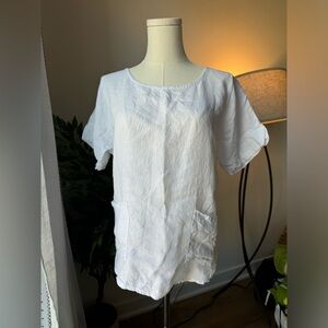 Francesca Bettini Small Short Sleeve 100% Linen Top